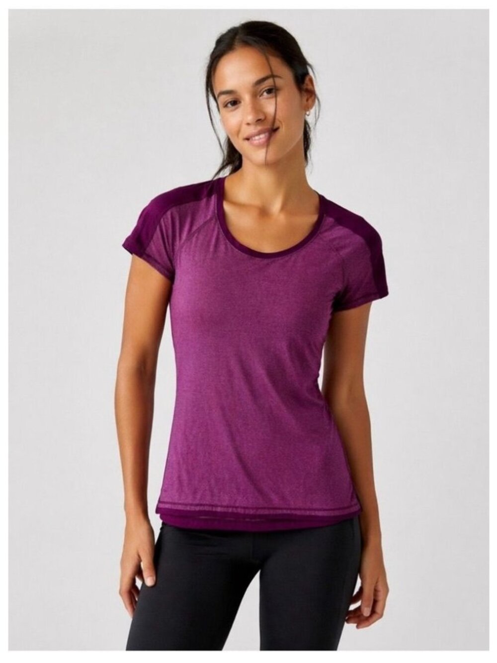 Lululemon women's 8 mulberry Race me short sleeve athletic top running gym